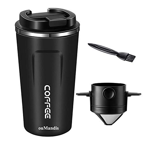 ouMandis Pour Over Coffee Travel Mug, allinone Coffee Maker Travel