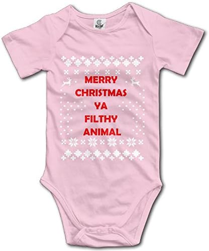 Merry Christmas Ya Filthy Animal Cotton Baby Boy Girl Sleep , Footless, Short Sleeve