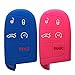 Qty 2 (Blue and Peachblow) Key Case Cover Jacket Silicone Rubber Fob Keyless Remote Holder Skin fit for JEEP FIAT DODGE Smart Remote Key Case
