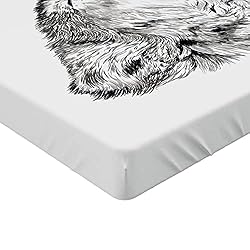 Ambesonne Wolf Fitted Sheet Set, Hand Drawn
