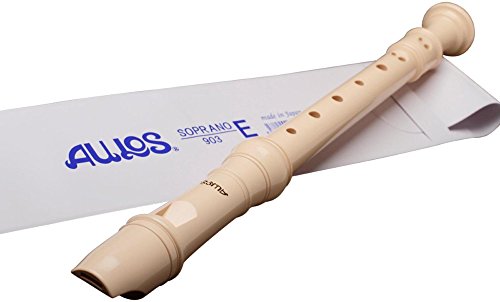 Aulos A903E Soprano 3-Piece Student Recorder with Vinyl Case and Fingering Chart