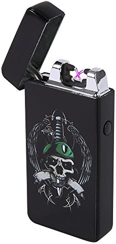 2017 New Arrival HopingFire Custom High Quality Skull Patterns Electronic USB Lighter, Flameless Electric Rechargeable Cigarette Lighter With Luxury Gift Box (Pirate)