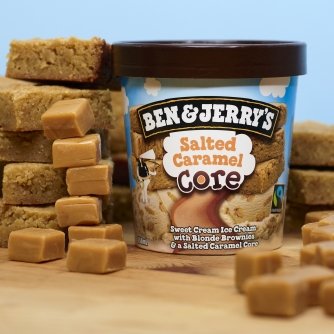 Ben & Jerry's - Vermont's Finest Ice Cream, Non-GMO - Fairtrade - Cage-Free Eggs - Caring Dairy - Responsibly Sourced Packaging, Salted Caramel Core, Pint (4 Count) - Thumbnail 3