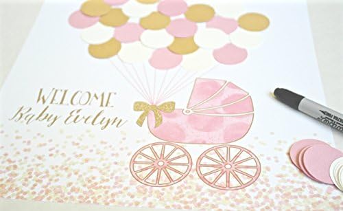 Pink and Gold Baby Shower Guest Book Alternative For Baby Girl- Elegant Carriage Keepsake for Mommy!