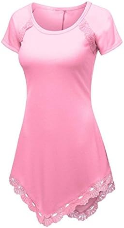 HongXander Plus Size Summer Women Short Sleeve Lace T-Shirt Casual Blouse Shirt Tops (L3, Pink)
