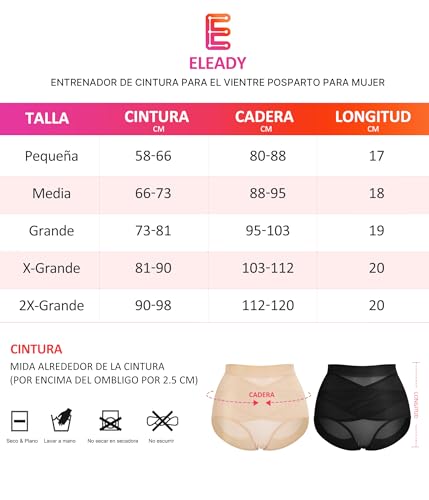 Eleady 2 Piezas Ropa Interior Mujer Suave Transpirable Calzones de Mujer Cintura Medio Faja Elástico Control de Abdomen Leve Calzones Postparto Cesarea Cobertura Completa