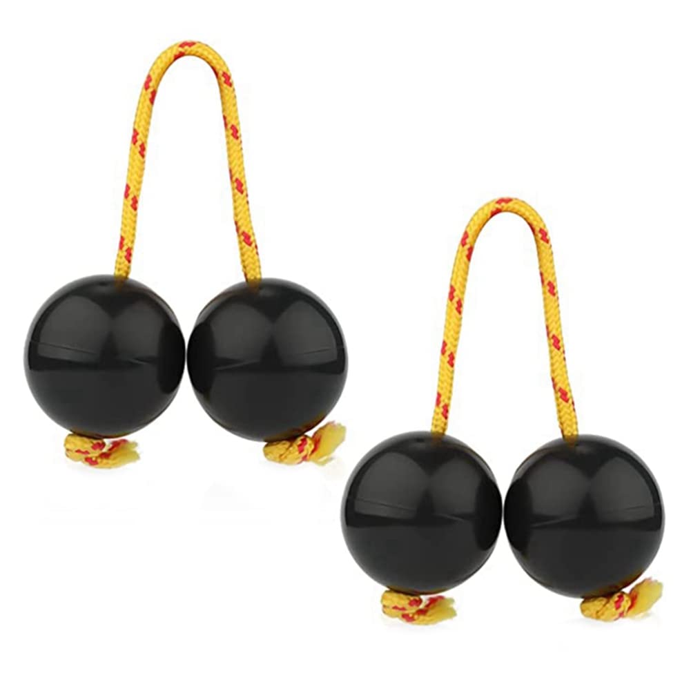 Wiedfedy 2 Pairs Aslatuas Rhythmic Ball, Hand Percussion Shakers African Shaker for Rhythm Percussion Instrument, Hand Shaker Balls for Performance Concert (Black)