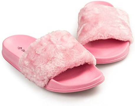 BeautyDeco Fur Slides Beauty Deco Women Sandals Slippers Flip Flop Soft Flat