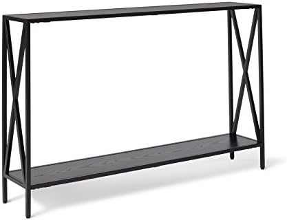 Modern Black Powder-coated Metal Cross Style Lightweight Design Console Table (Black)