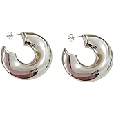 Stainless Steel Wavy Hoop Earrings, Sold as a Pair