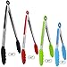 CHEFNENO Silicone Tongs Stainless Steel Kitchen Tongs with Silicone Tips Set of Four - 7, 9, 12, and 14 Inch Non Stick Silicone Tongs for Cooking Grilling Barbecue BBQ and Serving Salad, 4 Pack
