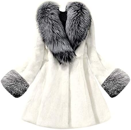Clearance! MatureGirl Cloak Women Casual Long Section Of Imitation Mink Fox Coat With Cap Coat (White, 3X-Large)