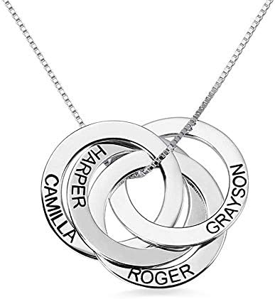 RESVIVI Sterling Silver Personalized Russian Ring Name Necklace Custom Made Any Name Pendant Necklace