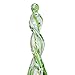 Exhart Solar Garden Stake Lights - Solar Glass Green Twisted Flame Garden Stakes - Handblown Glass Finial Lights, LED Accent Lights That Transform a Garden Driveway or Event (9in Glass 36in Stake)
