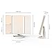 Babyltrl Lighted Makeup Vanity Mirror with 24pcs LED Lights, 2x/3x/10x Magnifying, Removable 10x Mirror, Dual Power Supply, 180° Adjustable Rotation, Dimmable Trifold Countertop Cosmetic Mirror, White