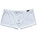 FEESHOW Men's Silky Boxer Briefs Shorts Bugle Pouch Underwear (White, X-Large)