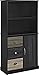 Ameriwood Home Mercer Storage Bookcase with Multicolored Door and Drawer Fronts, Black