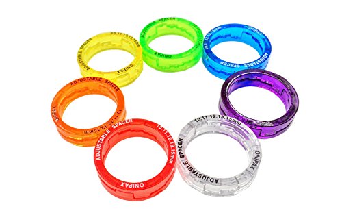 ONIPAX Polycarbonate Adjustable Headset spacers. 1 1/8". One Set can Adjust to 10mm/11mm/12mm/13mm/15mm Height .7sets/Bag