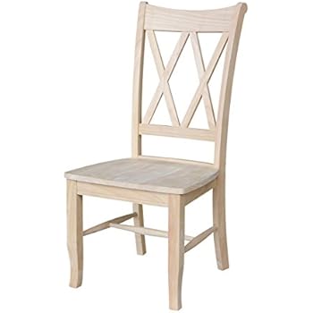 International Concepts Double X Back Chairs, Unfinished, Set of 2