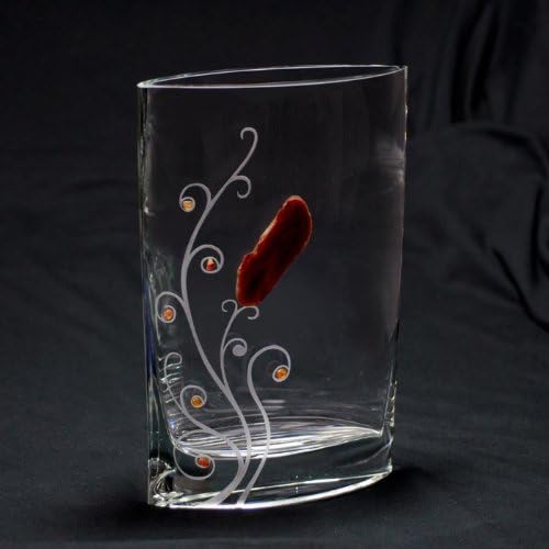 Glass Vase - Agate & Carnelian Stone Series, 10 inches Tall