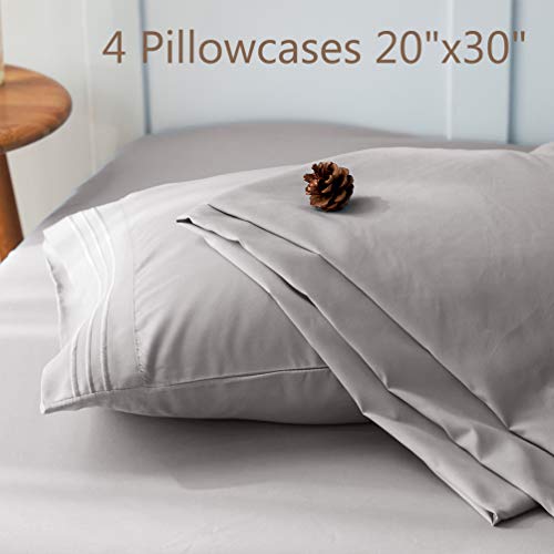 LBRO2M Bed Sheets Set Queen Size 6 Piece 16 Inches Deep Pocket 1800