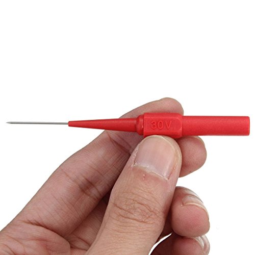 TestHelper TP161RDx5 Insulation Piercing Needle Non-destructive Pin Test Probes,4mm Banana Socket for Car Tester Red/Black