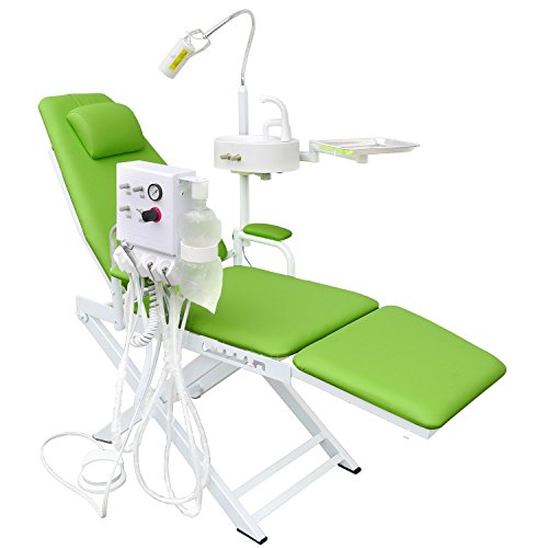 SGOE Foldable Portable Adjustable Chair with Exam Light All in One Set Green
