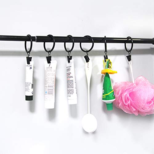 Umikk 42pcs Rings Curtain Clips,Curtain Rings with Rustproof Clips,Clips to Hang Outdoor Curtain,Vintage Black (38mm/1.5 Inch Interior Diameter )