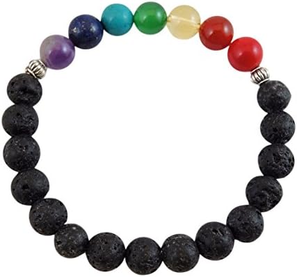 Volcanic natural lava yoga meditation healing wrist mala bracelet CL-17 (Lava with seven chakra)