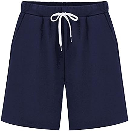 Women's Elastic Waist Soft Knit Jersey Bermuda Shorts with Drawstring Navy Blue Tag 5XL-US 18