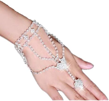 Museya Strass Ring Verbunden Mit Armbandkette Amazon De Elektronik