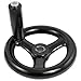 uxcell Black 12mm x 120mm 3 Spoke Hand Wheel w Revolving Handle