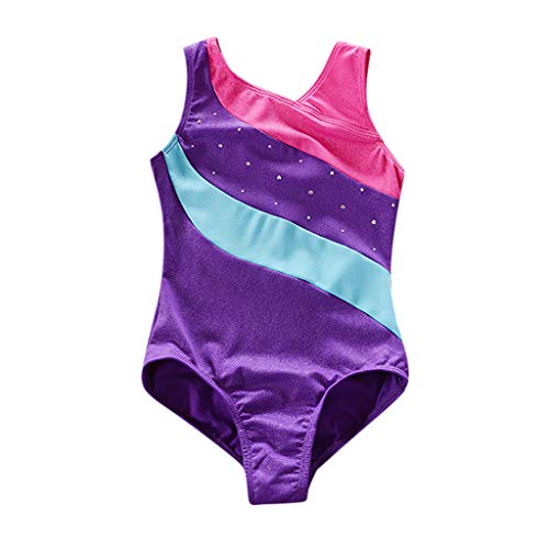 Tronet Baby/Toddler Girl Summer Romper Gymastics Leotard Dance Ballet Training Bodysuit Dancewear One Piece Purple