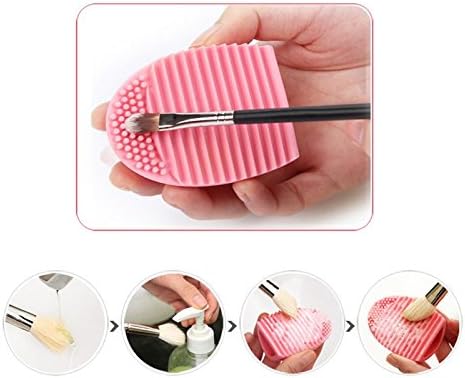 AMarkUp Makeup Washing Brush Cleaner Silicone Finger Glove Scrubber Board Cosmetic Cleaning Tools (Pink)