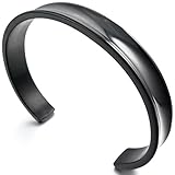 INBLUE Women's Stainless Steel Bracelet Bangle Cuff Black