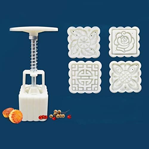 FRANNO - 4 Patterns Square Moon Cake Fondant Sugarcraft Decorating Cookies Mold Mould Baking Tool Set