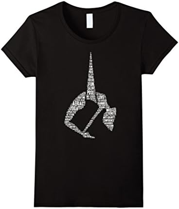 Women's Aerial Yoga Shirt: Word Cloud Art Vocabulary Yogi Gift Medium Black