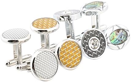 Argositment 4 Pairs Men Round-shaped French Cufflinks with Packing