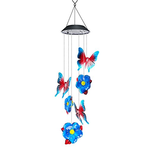 Aveki wind chimes outdoor, solar wind chimes led color-…
