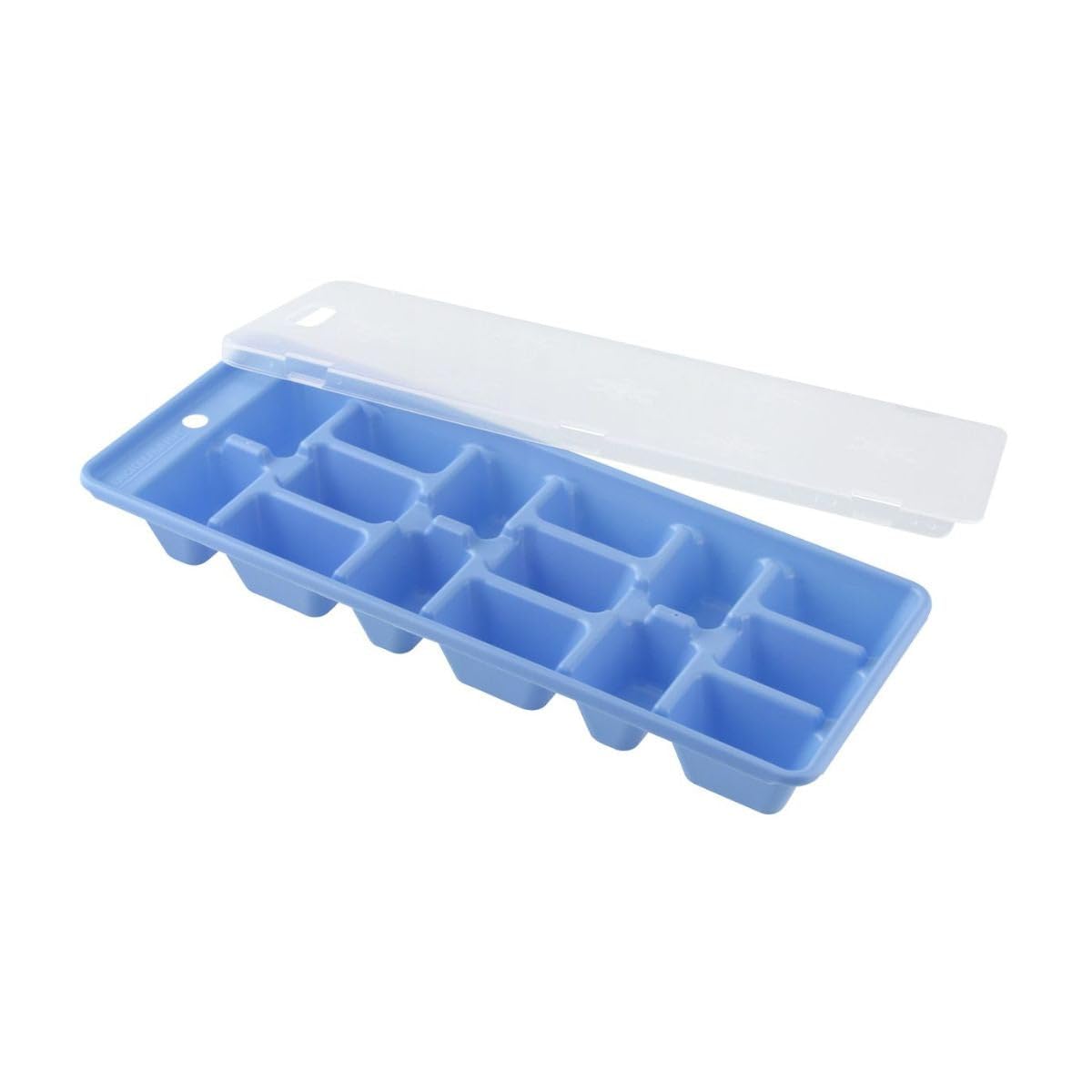 Fackelmann Ice Cube Tray, with Cover, Ice Cube Mould, Plastic, 26x10.5x3.5cm, Assorted Colours: Blue, Purple or Green