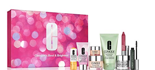 8 Piece Set Best & Brightest Holiday Gift Collection By Clinique Cosmetics (Hydrating Jelly, Eye Cream, Moisturizer, Soap, Hydrator,Booster, Mascara, Lipstick), 8-PC Set