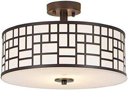 Glanzhaus 13 Inches Inner White Acrylic Diffuser Outer Oil-Rubbed Bronze Finish Flush Mount Ceiling Light, Modern Lighting for Hallway Dining Room Living Room Bedroom