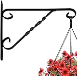 Hanging Plants Bracket 12'' Wall Planter Hook Flower Pot Bird Feeder Wind Chime Lanterns Hanger Patio Lawn Garden for Shelf Shelves Fence Screw Mount against Door Arm Hardware