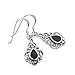 Chuvora 925 Sterling Silver Bali Inspired Vintage Black Onyx Gemstone Filigree Dangle Hook Earrings for Women