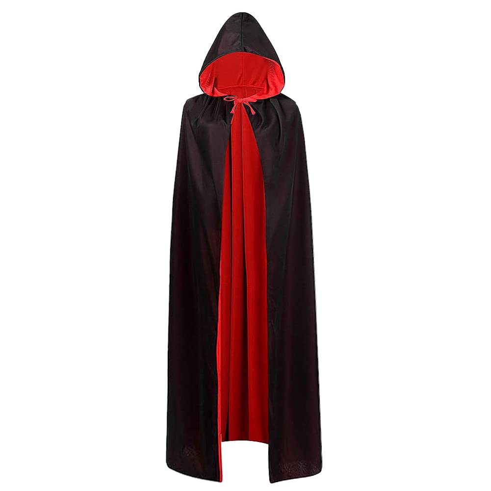 XINCHIA Halloween Vampire Cloak Vampire Capes Unisex Hooded Reversible Cape Vampire Witch Capes Black Red Devil Cape Wizard Cloak Robe Cosplay Cloak for Adult or Child Kids Party Cosplay Costumes
