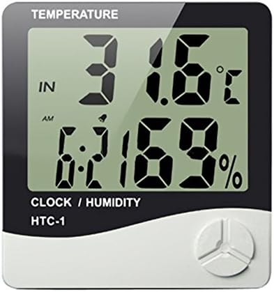 WillsBury Temperature Humidity Time Display Meter with Alarm Clock, Wall Mount or Table Top (White)