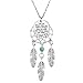 MJartoria Women's Dangling Feather Charms Filigree Tribal Dreamcatcher Pendant Chain Necklace (Silver)