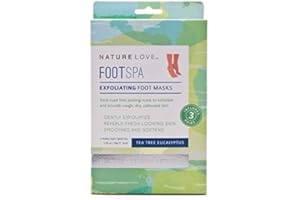 NATURE LOVE HARMONIOUS WELL-BEING Nature Love Exfoliating Foot Mask | Tea Tree Eucalyptus | Lactic Acid and Urea | Gently Exfoliates and Removes Dead Skin | Paraben Free (3 Pairs) White