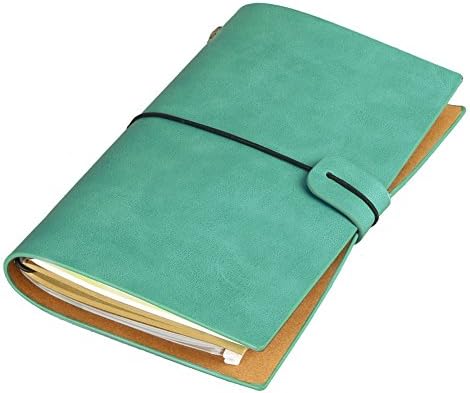 Leather Writing Journal Notebook, ANGGO Vintage Refillable Notebook Leather Bound Daily Notepad, Vintage Notebook with PU Cover, Classic Travel Diary Sketchbook (style1-blue)