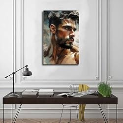 HMLZSJ Nude Muscle Male Torso Portrait Art Gay